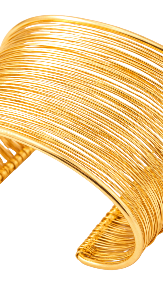 Brazalete Hyper Gold – Diseño ancho en capas doradas estilo vintage | Kprichic