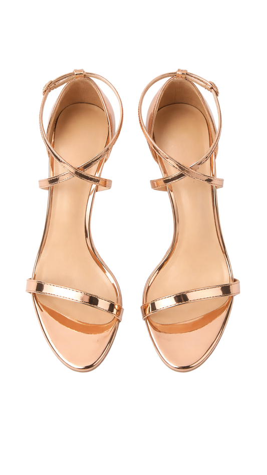 Tacones Aurelia Gold – Tacón alto con tiras cruzadas elegantes | Kprichic