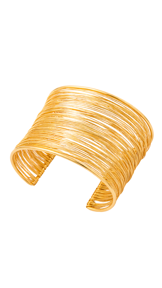 Brazalete Hyper Gold – Diseño ancho en capas doradas estilo vintage | Kprichic