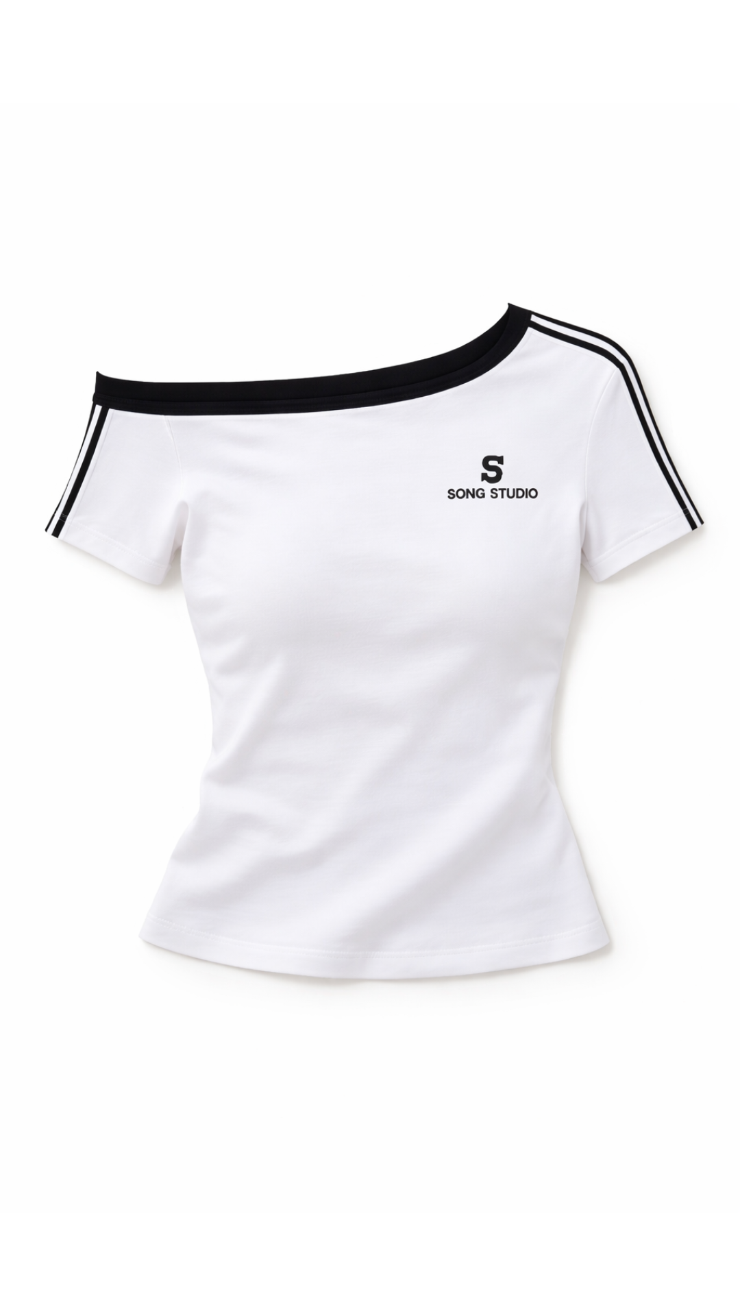 Camiseta Seoul Off-Shoulder – Top de algodón blanco estilo coreano | Kprichic