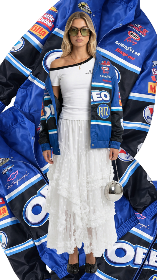 Chaqueta Velocity Racing – Estilo varsity urbano con cremallera | Kprichic