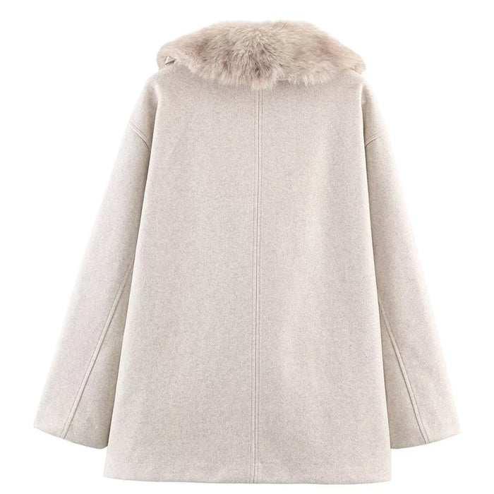 Abrigo corto para mujer con cuello de piel – Elegante y cálido | Kprichic